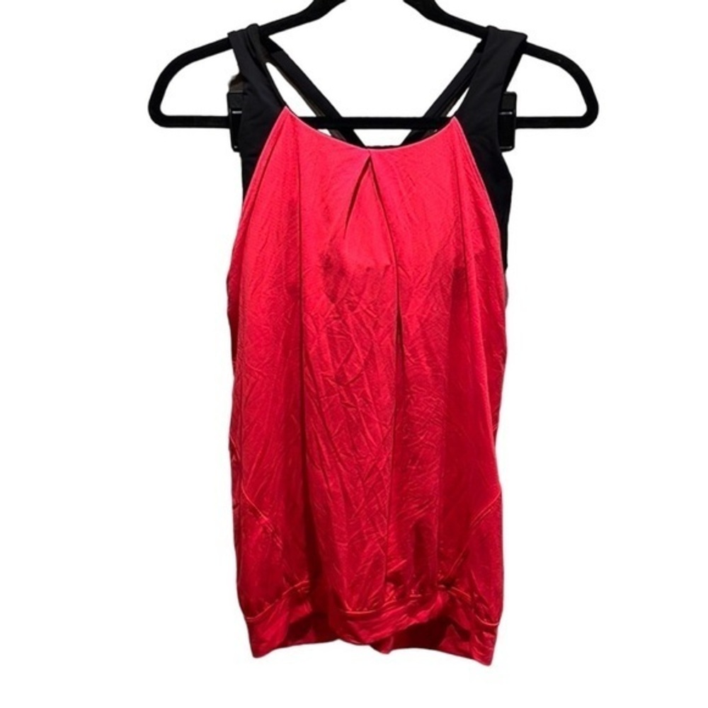 Lululemon Noveau Limits Size 6 Pink and Black Tank with built in Bra